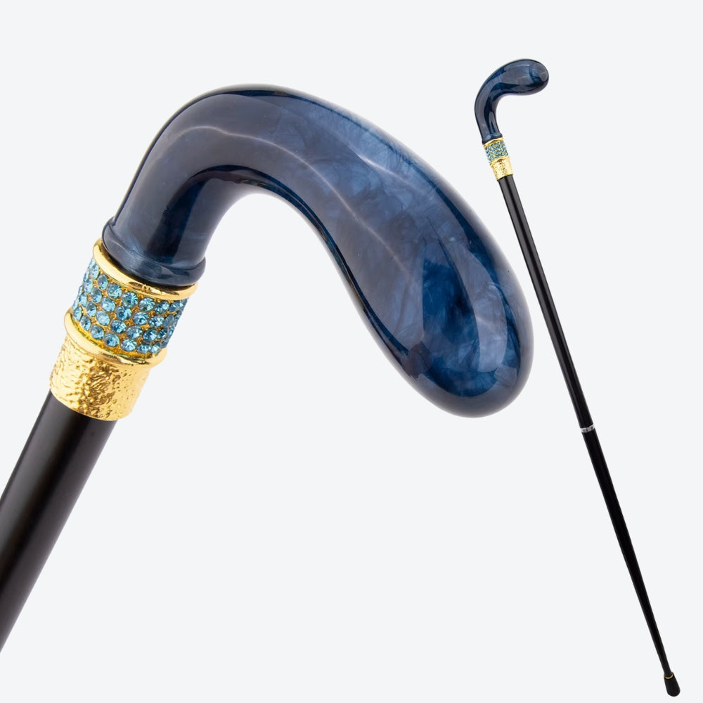 Translucent Blue Metal Cane - Bastoni