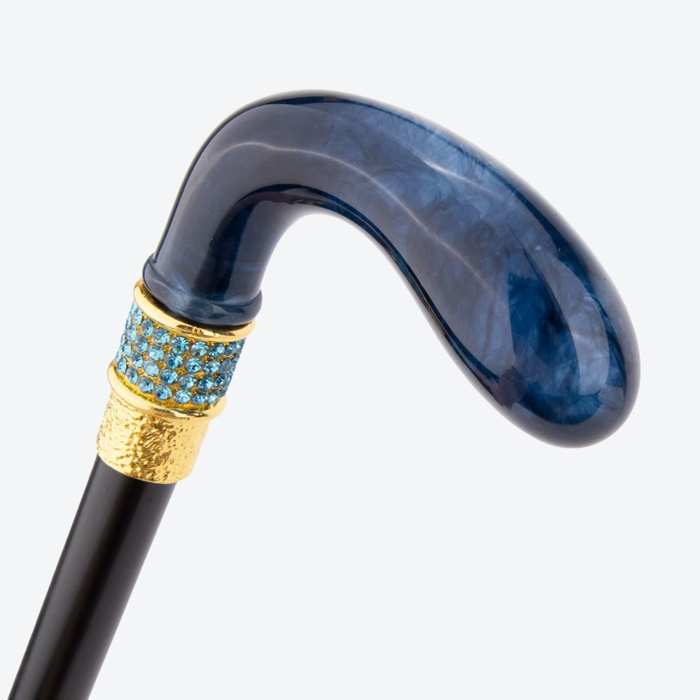 Royal Blue Elegant Metallic Walking Stick - Bastoni