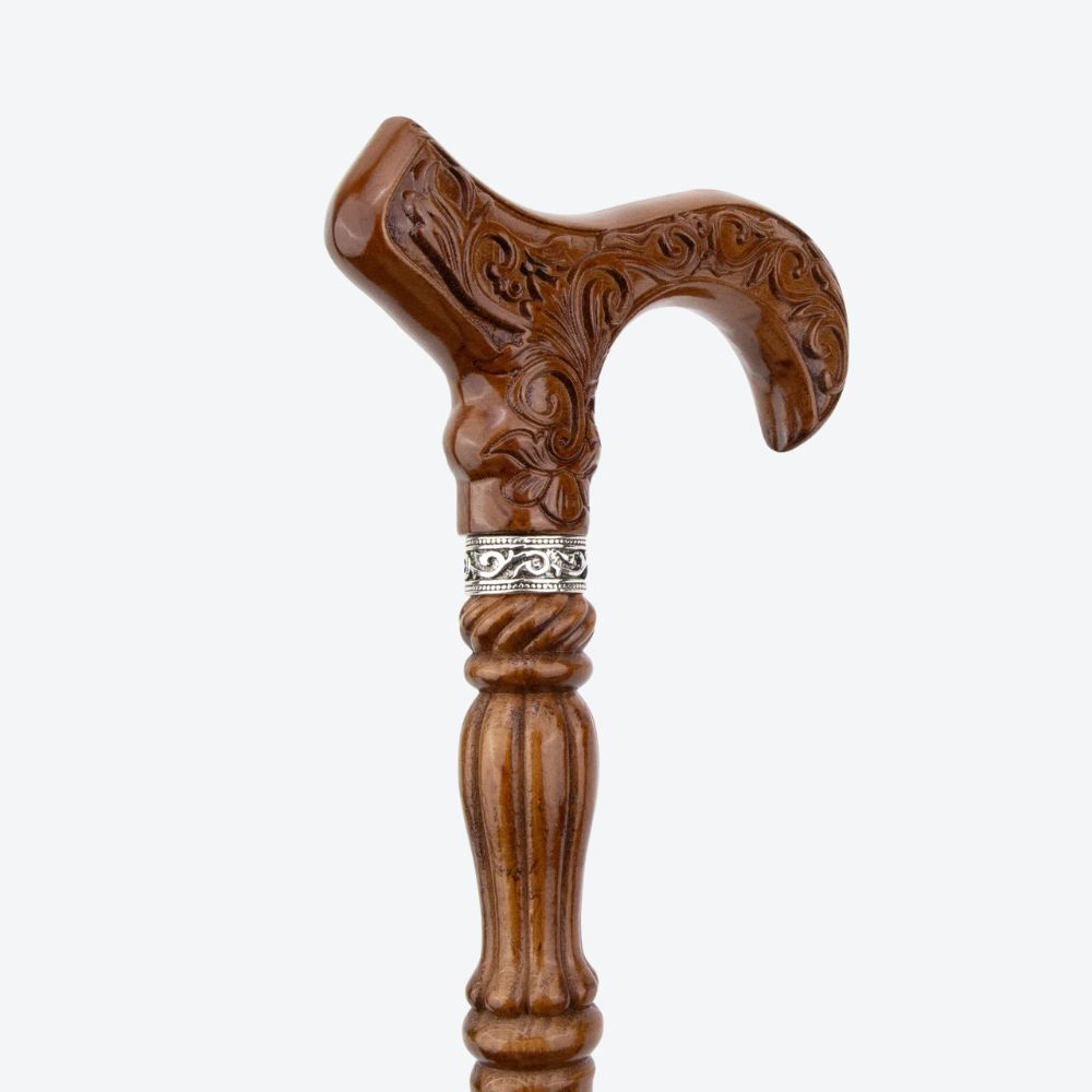 Classic Victorian Walking Stick in Carved Wood - Bastoni