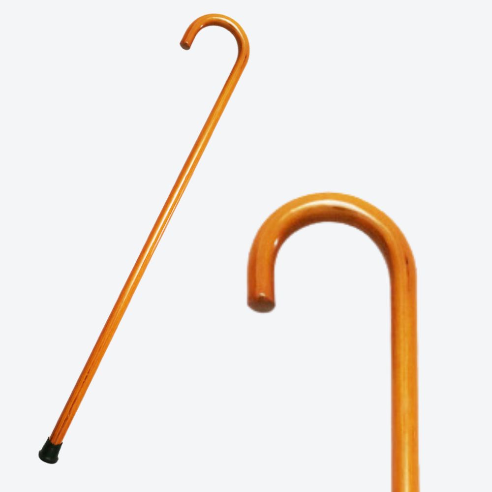 Classic Wooden Cane with Yellow U-Handle - Bastoni
