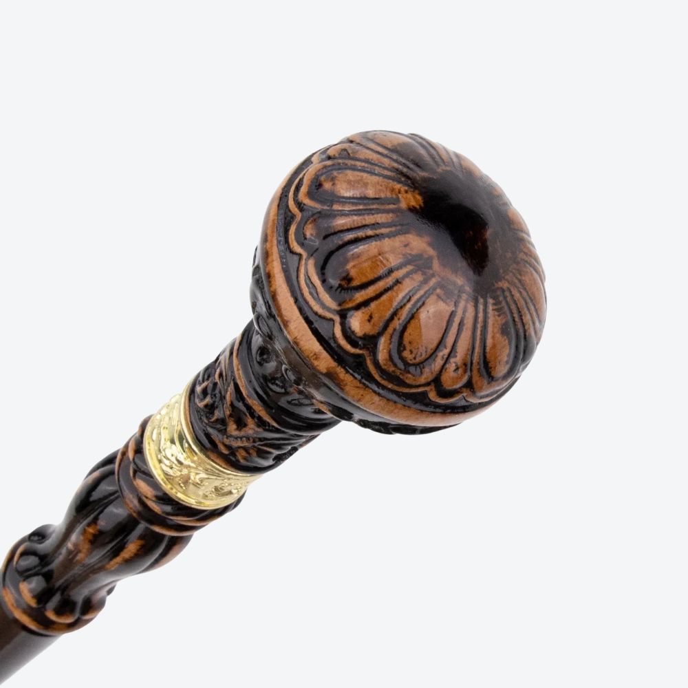 Classic Wooden Walking Stick with Carved Pommel-Bastoni UK