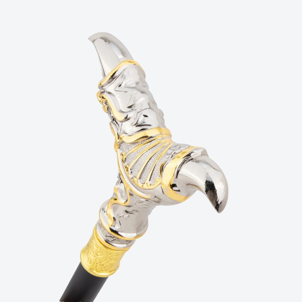Double Claw Metal Cane Graphite and Gold-Bastoni UK