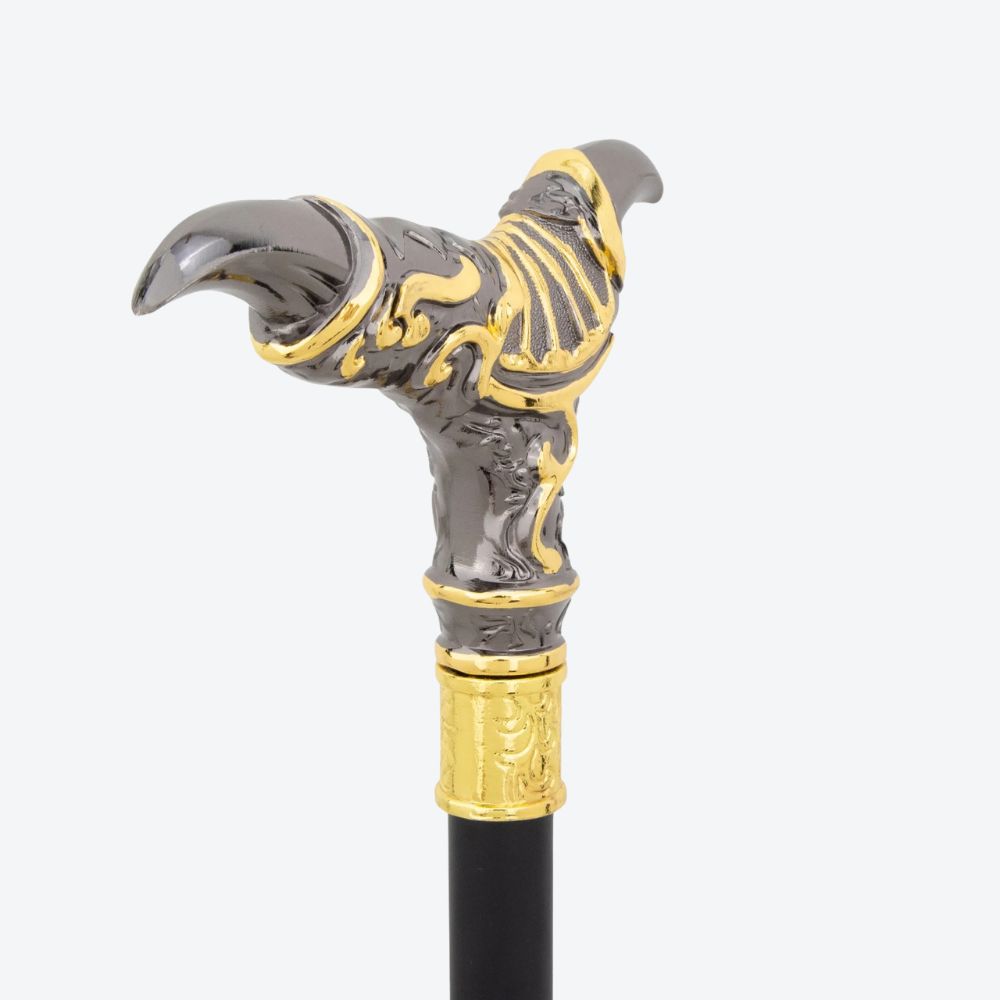 Double Claw Metal Cane Silver and Gold-Bastoni UK