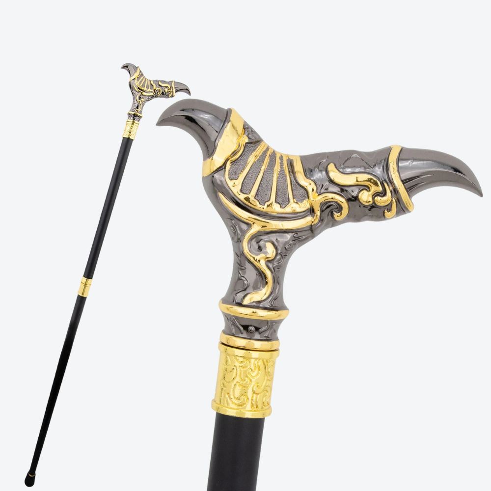 Double Claw Metal Cane Silver and Gold-Bastoni UK
