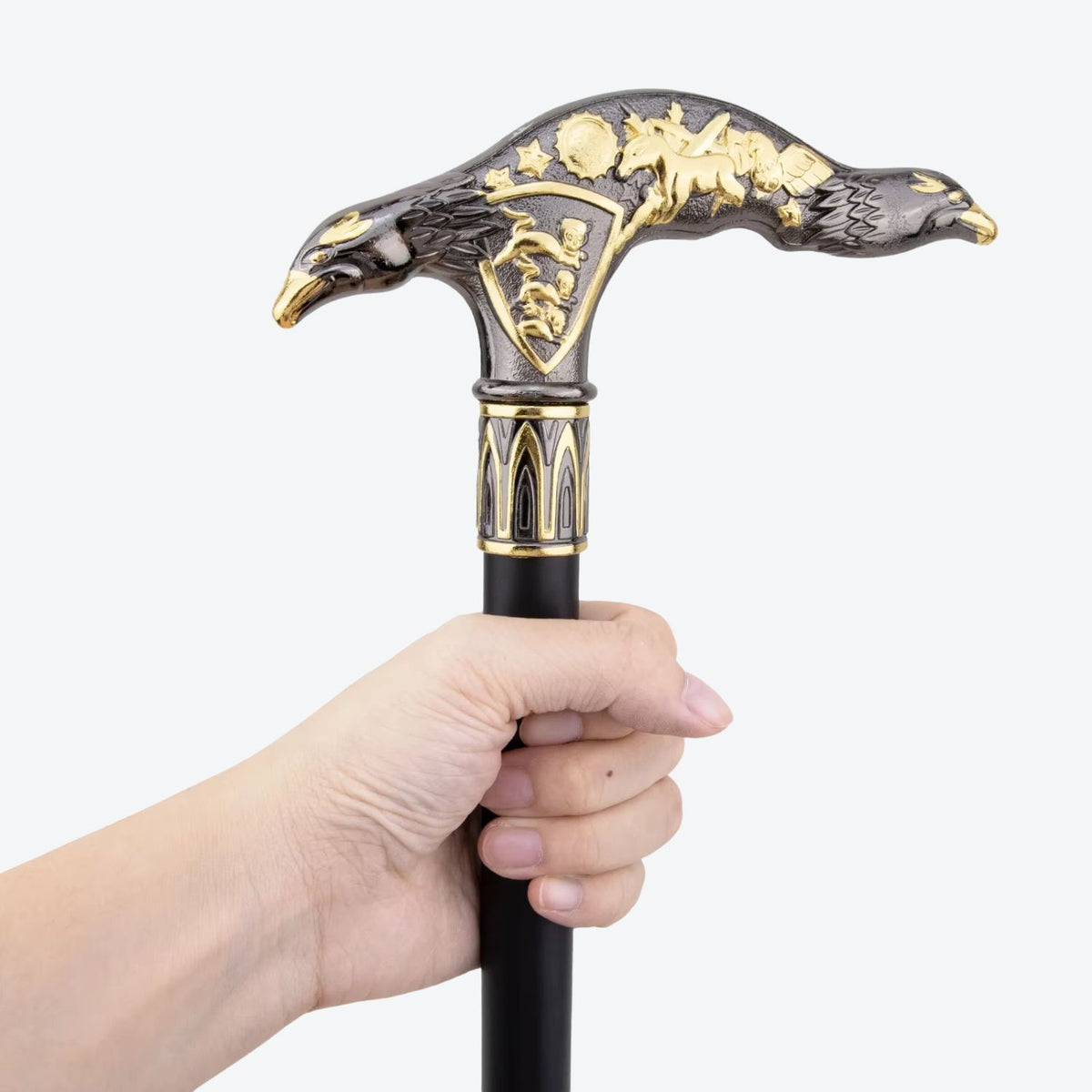 Double Eagle Metal Cane Gold-Bastoni UK