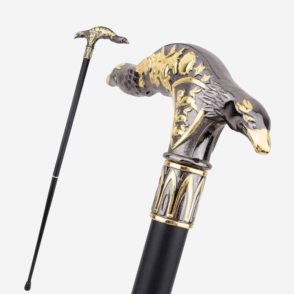Double Eagle Metal Cane Gold-Bastoni UK