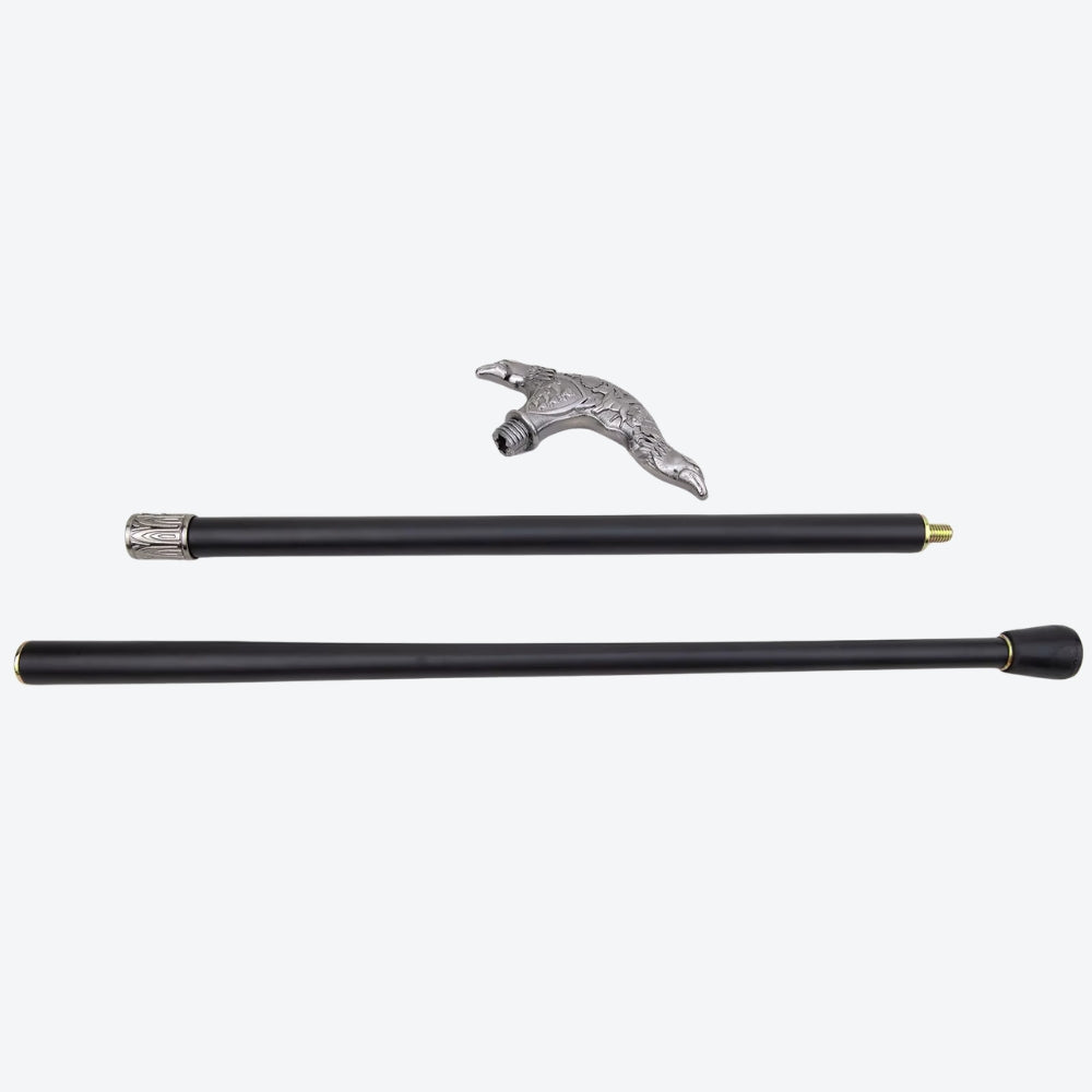 Double Eagle Metal Cane Silver-Bastoni UK