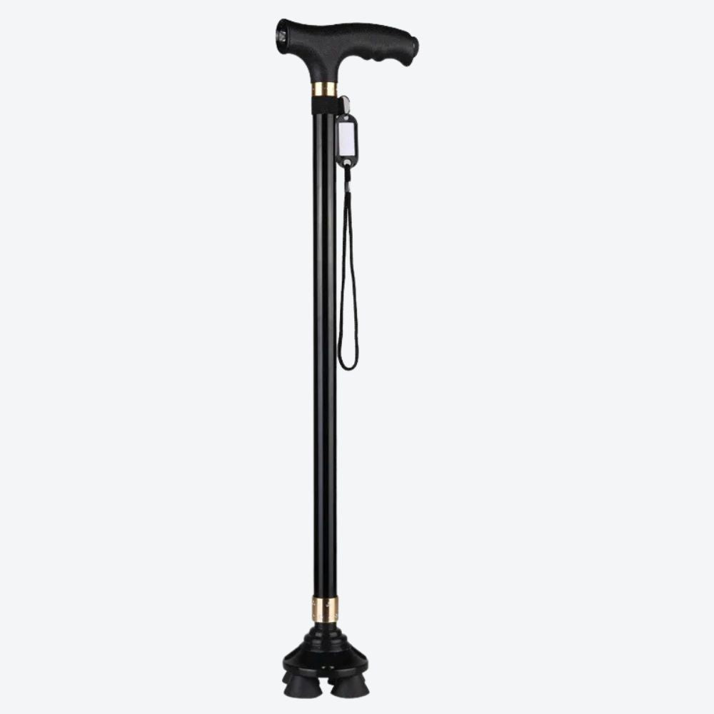 Elegant Cane with LED Flashlight, Single Black Tip, Bastoni