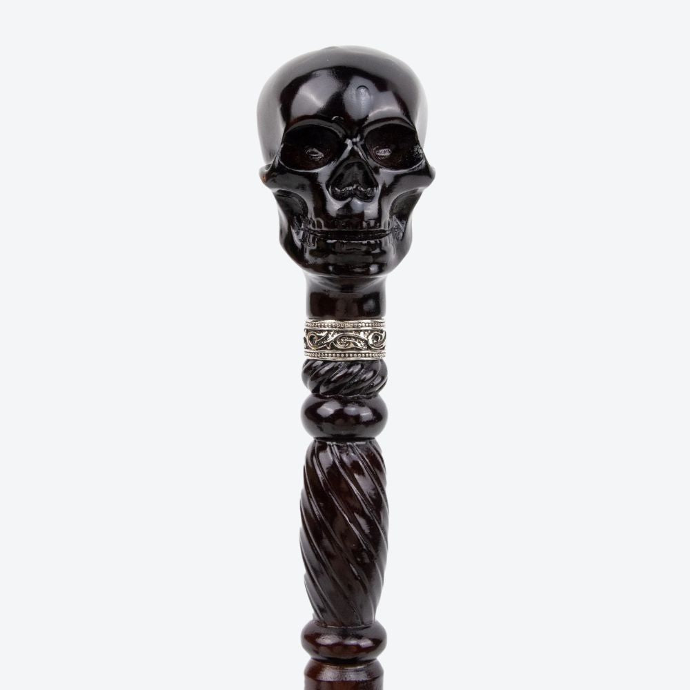 Elegant Skull Cane in Dark Wood - Bastoni
