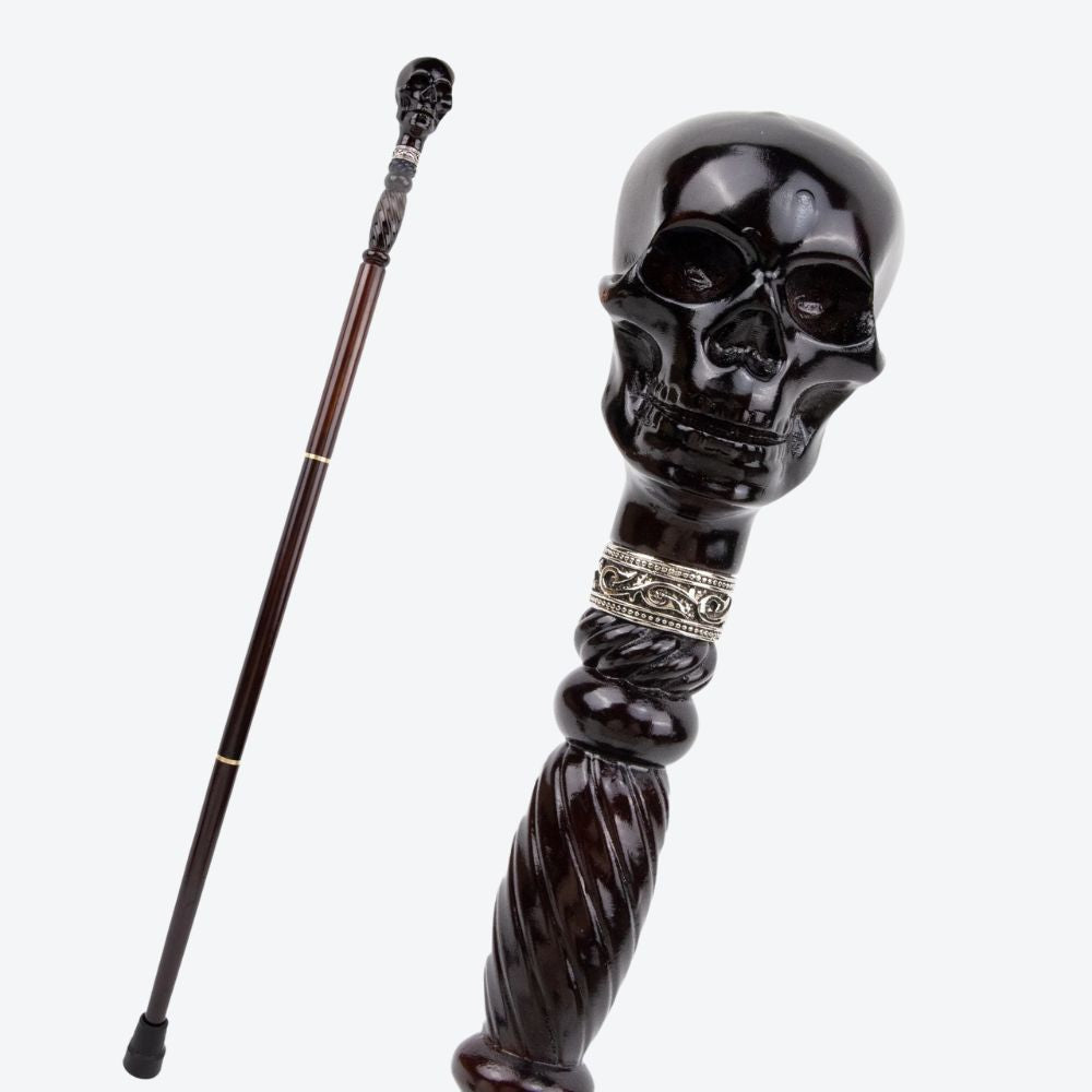 Elegant Skull Cane in Dark Wood - Bastoni