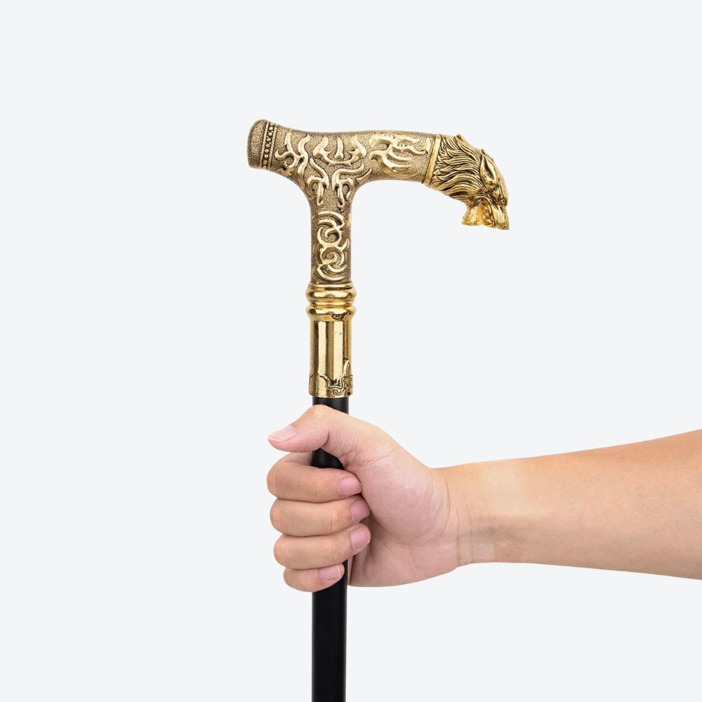 Elegant Golden Wolf Walking Stick - Bastoni