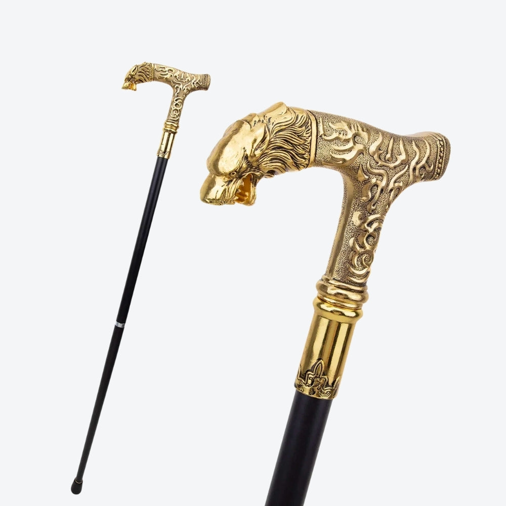 Elegant Golden Wolf Walking Stick - Bastoni