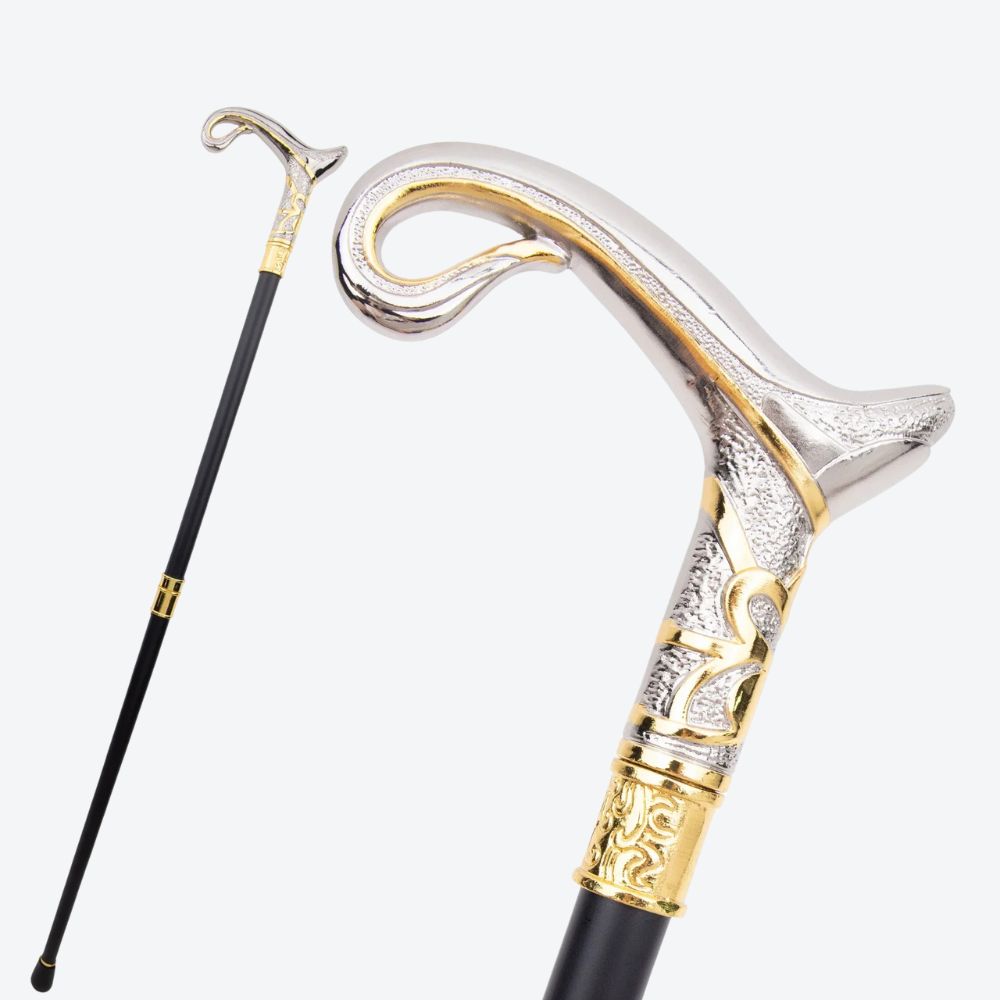Luxury Elegant Arabic Style Silver/Gold Bastoni Walking Stick