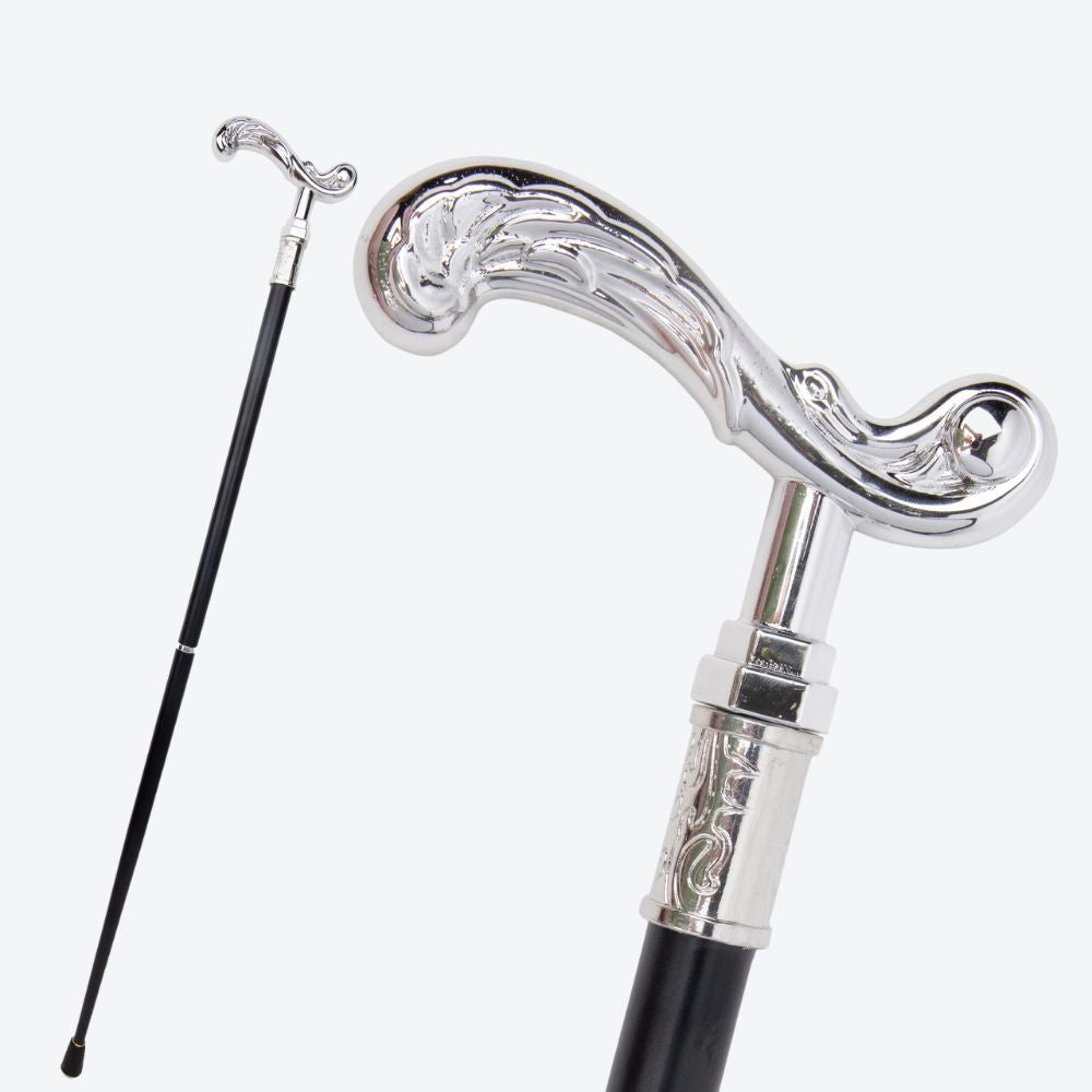 Elegant Luxury Moscow Style Silver Bastoni Walking Stick