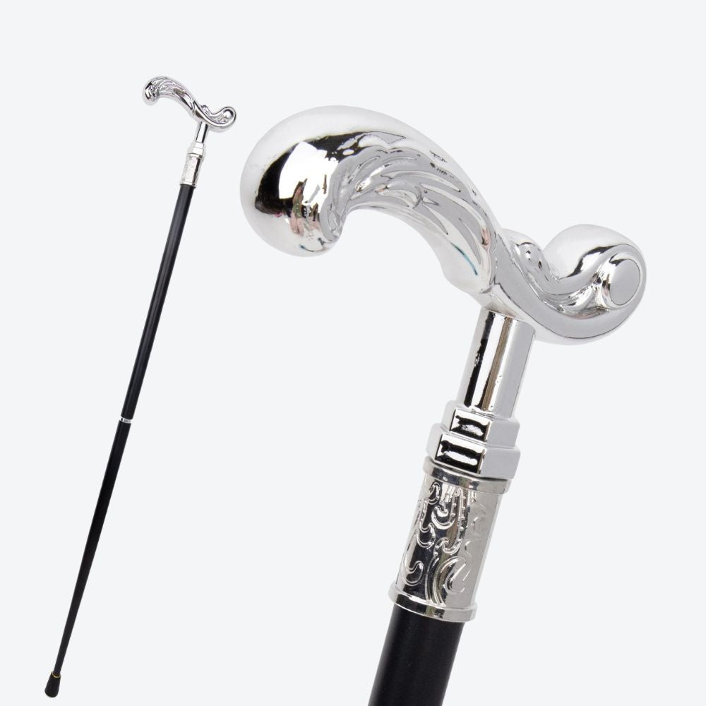 Elegant Luxury Moscow Style Silver Bastoni Walking Stick
