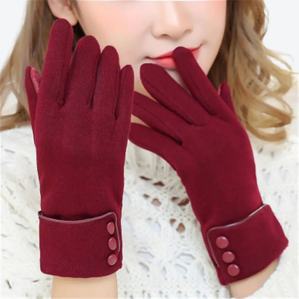 Women Winter Warm Gloves Touch Screen Fleece Lined Thermal Mittens Driving Ski Windproof Gloves - Bastoni