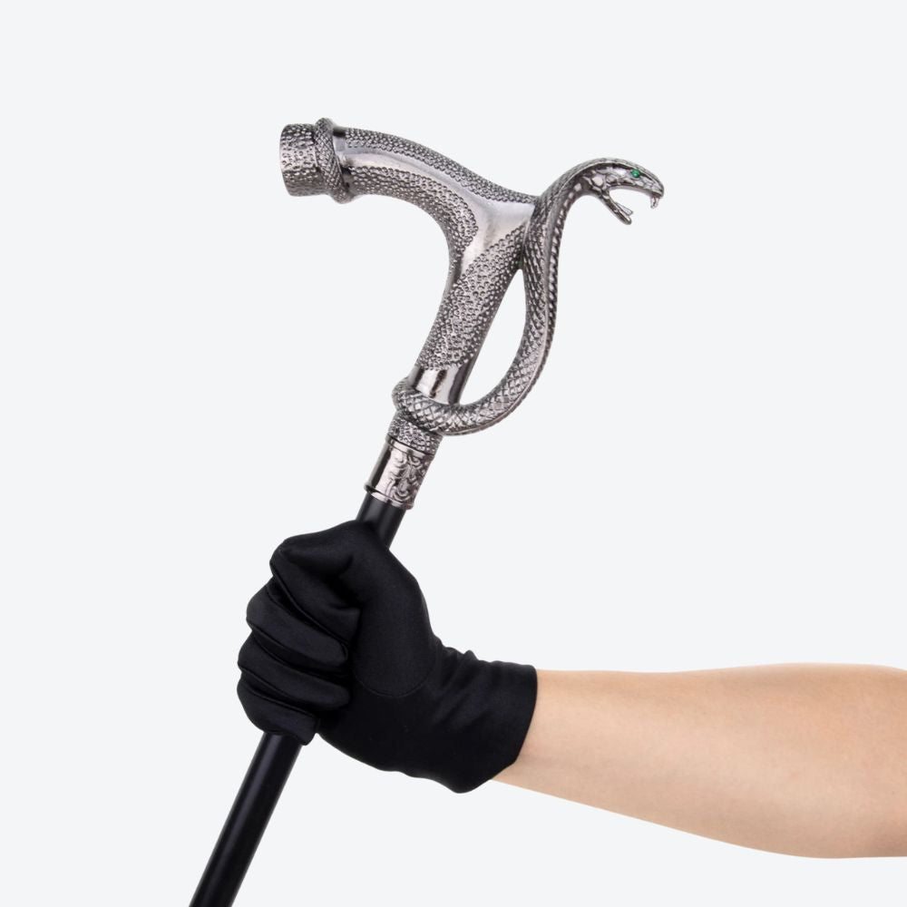 Elegant Vintage Snake Metallic Silver Cane - Bastoni
