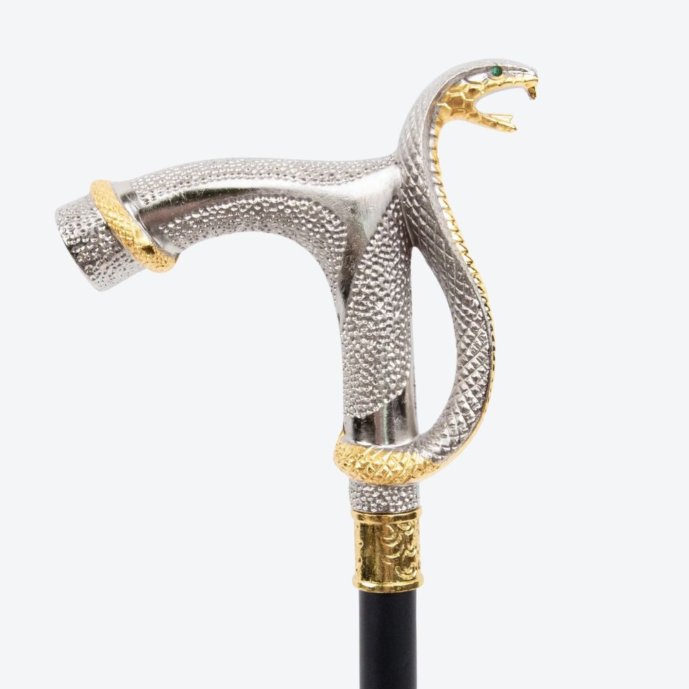 Elegant Vintage Metallic Snake Cane - Bastoni