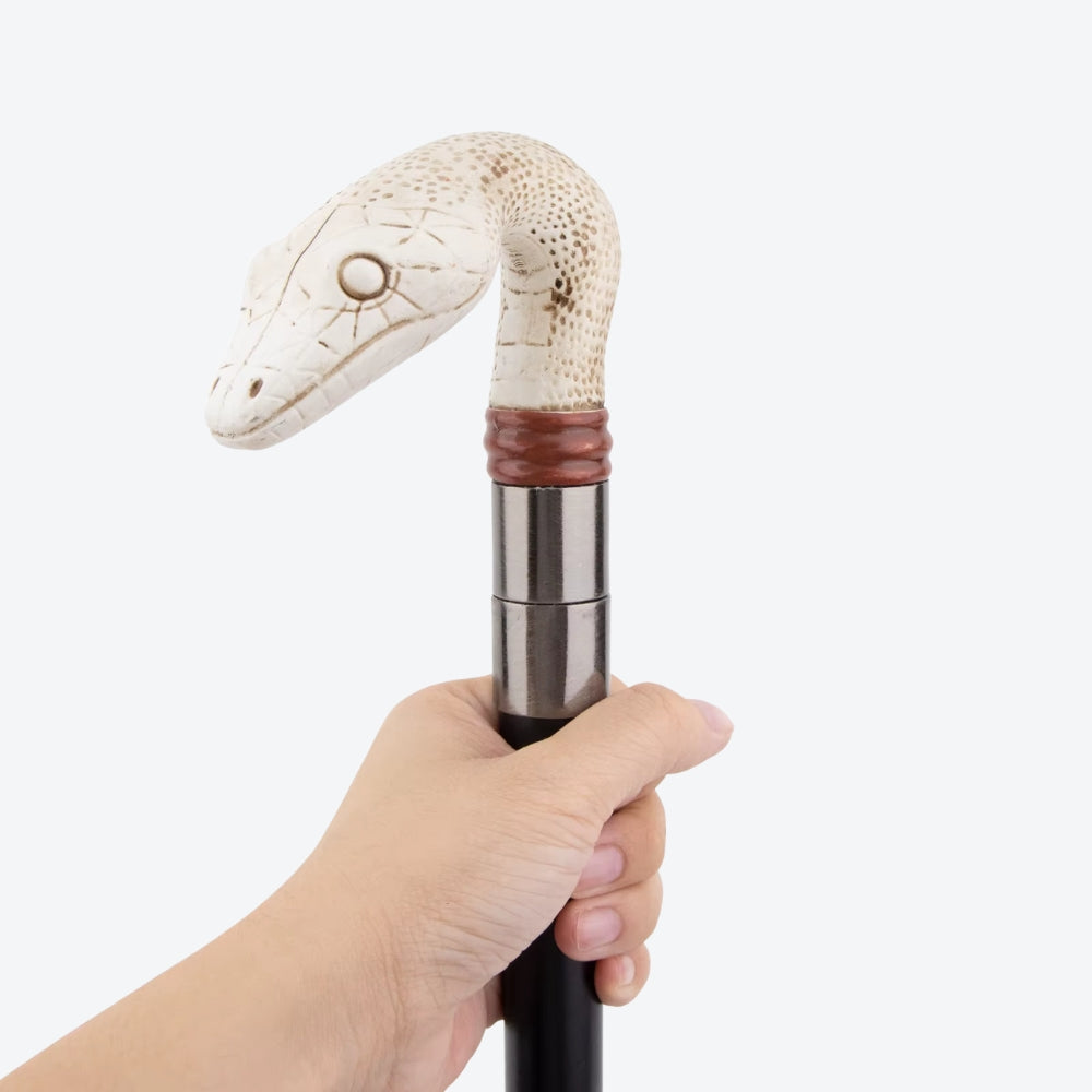 Elegant White Python Metal Walking Stick - Bastoni