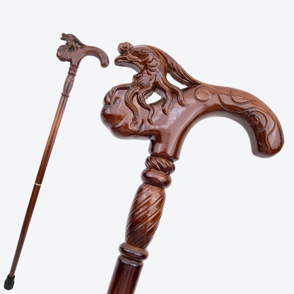 Bastoni Oriental Dragon Style German Beechwood Walking Stick