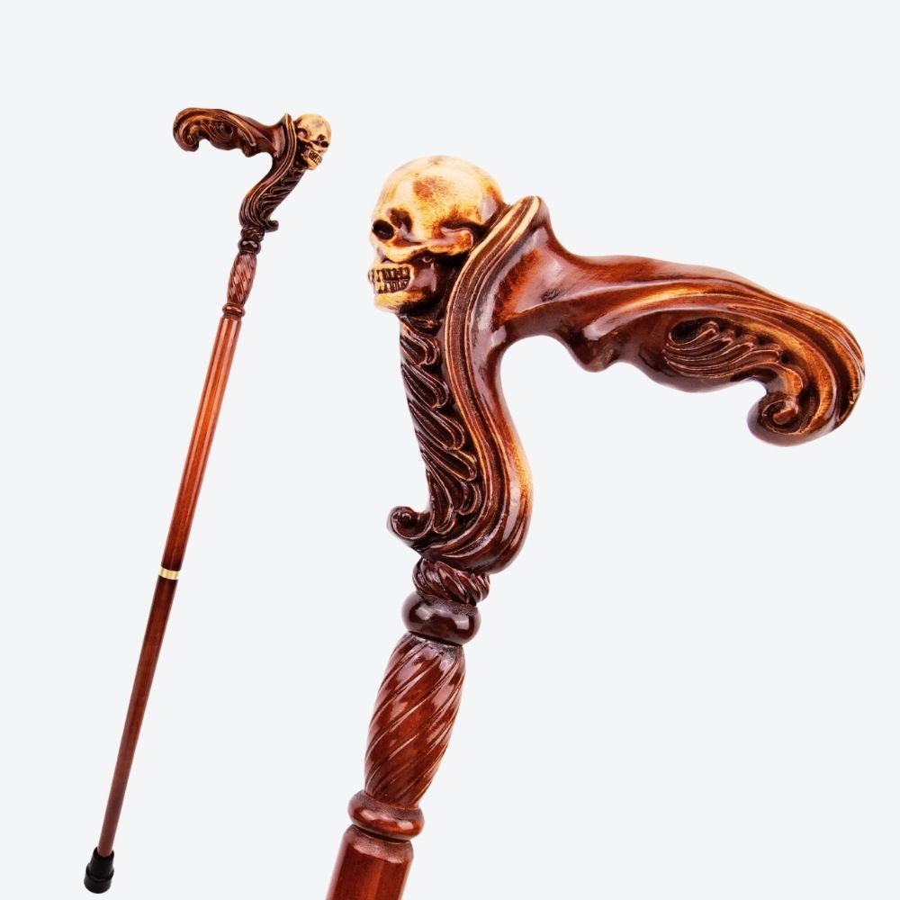 Bastoni Skull Style German Beech Wood Walking Stick