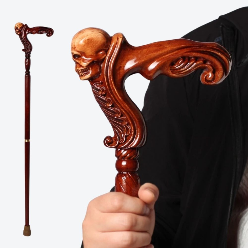 Bastoni Skull Style German Beech Wood Walking Stick