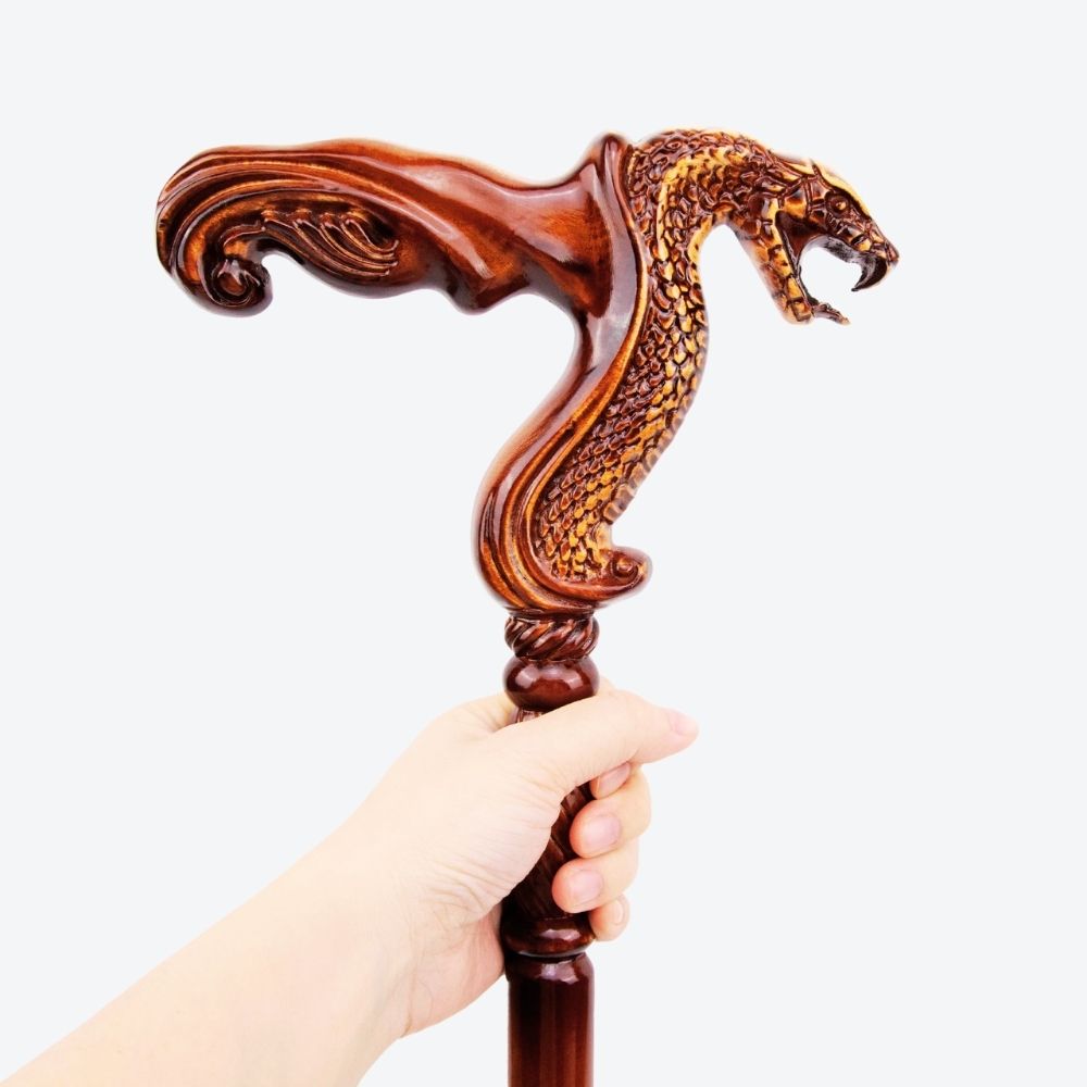 German Beechwood Walking Stick, Cobra Style Bastoni