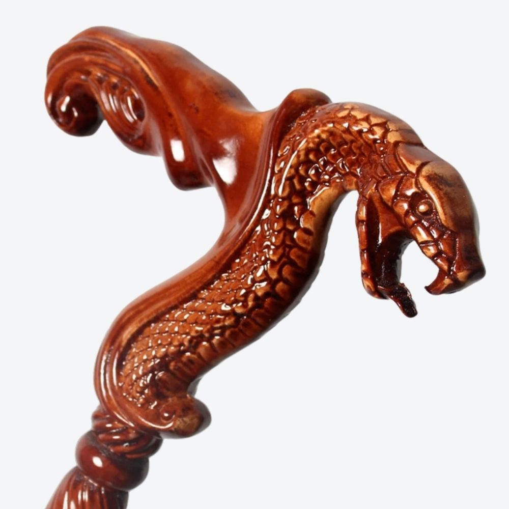 German Beechwood Walking Stick, Cobra Style Bastoni