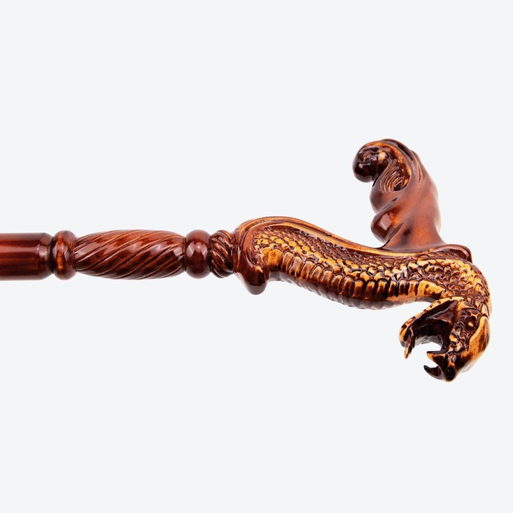 German Beechwood Walking Stick, Cobra Style Bastoni