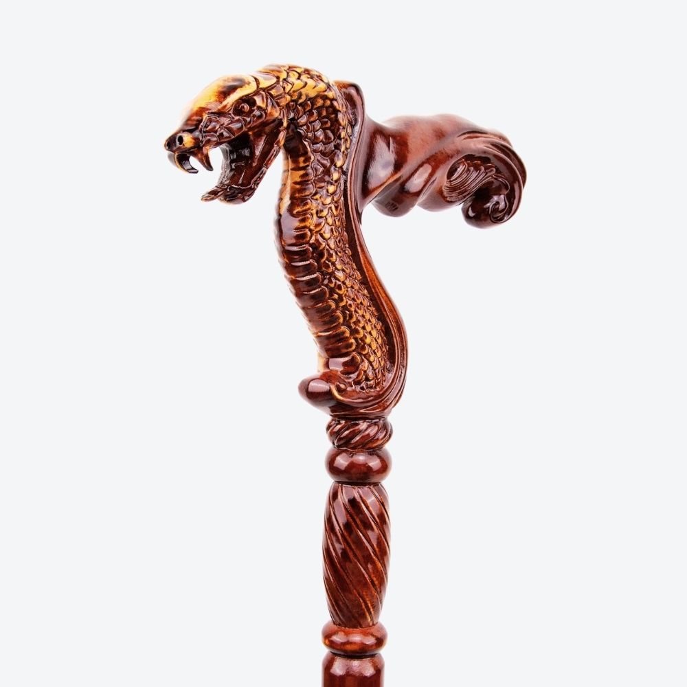 German Beechwood Walking Stick, Cobra Style Bastoni