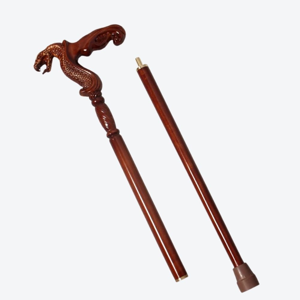 German Beechwood Walking Stick, Cobra Style Bastoni