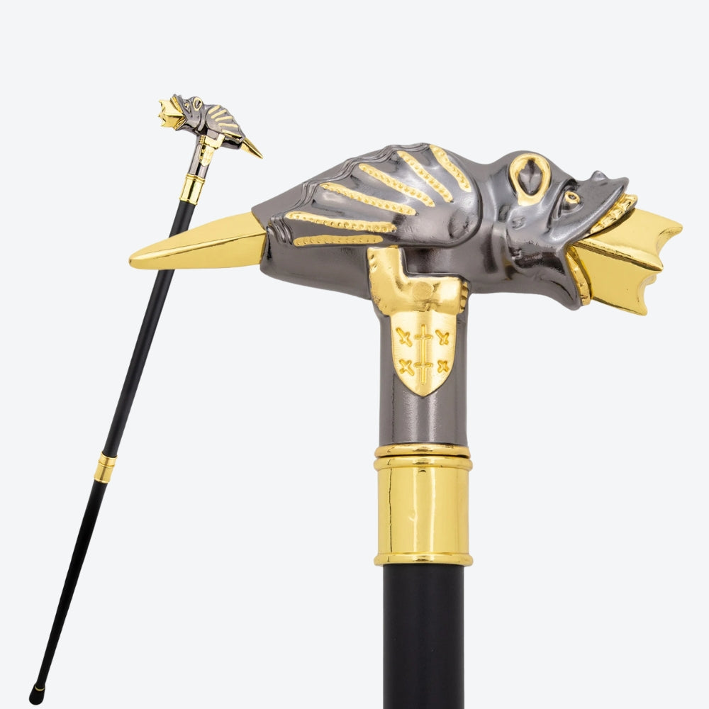 Gold/Silver Lizard Metal Walking Stick - Bastoni