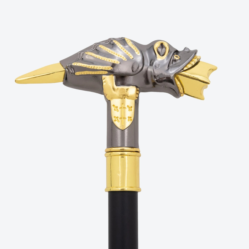 Gold/Silver Lizard Metal Walking Stick - Bastoni