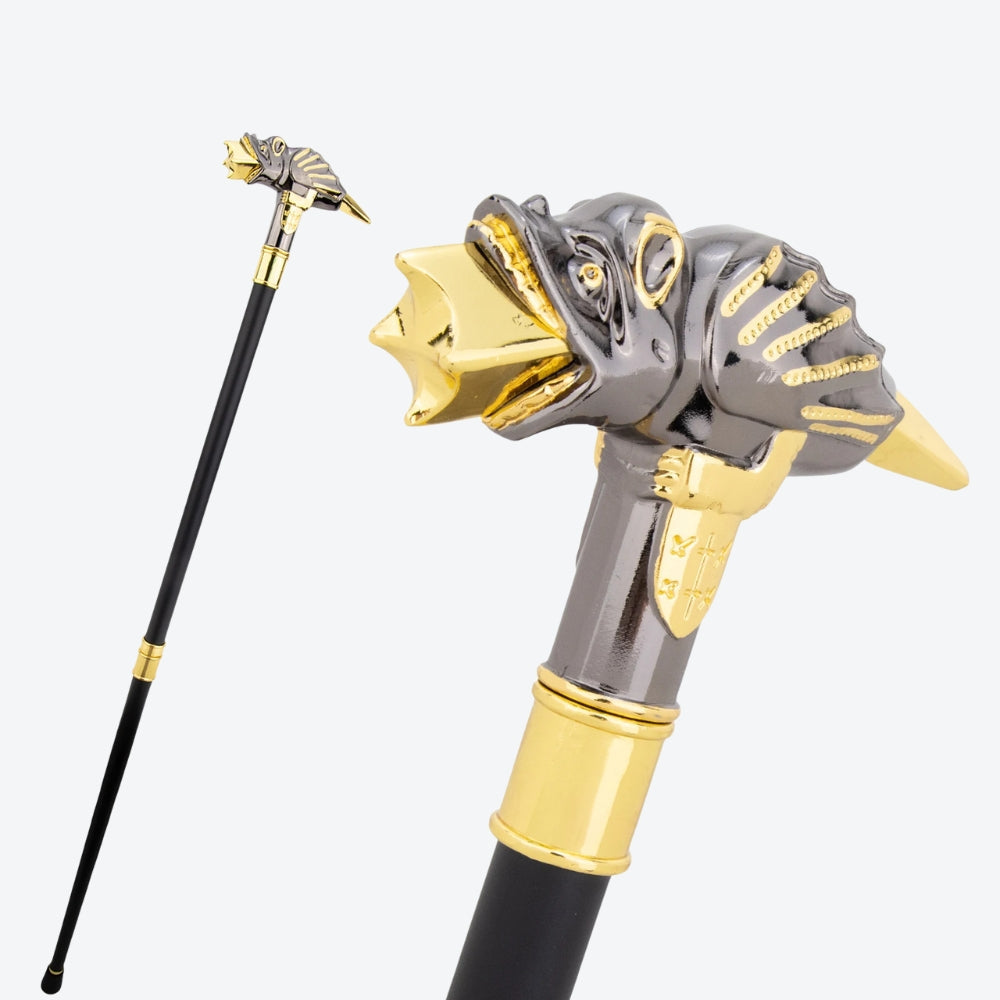 Gold/Silver Lizard Metal Walking Stick - Bastoni