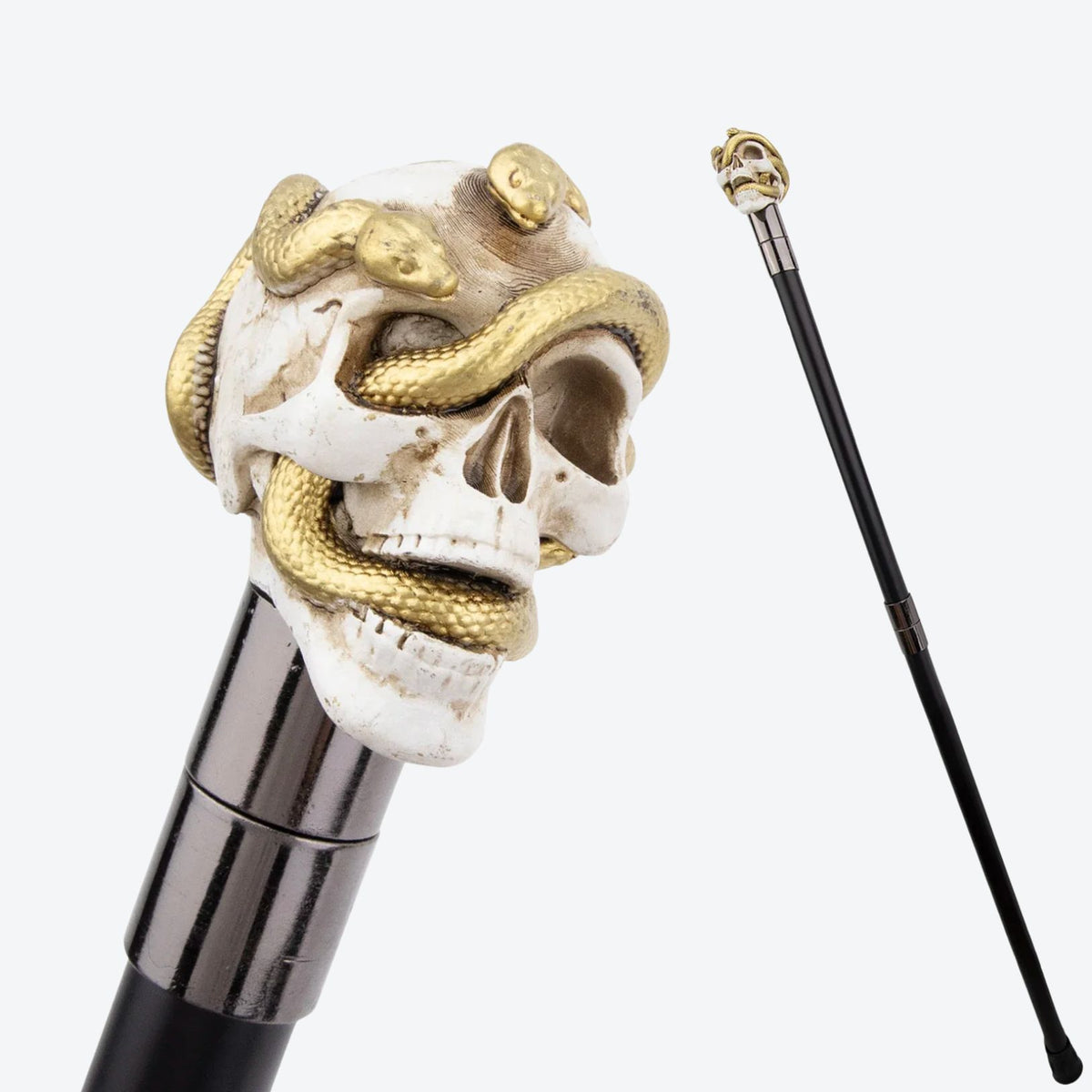 Golden Snake Skull Metal Cane-Bastoni UK