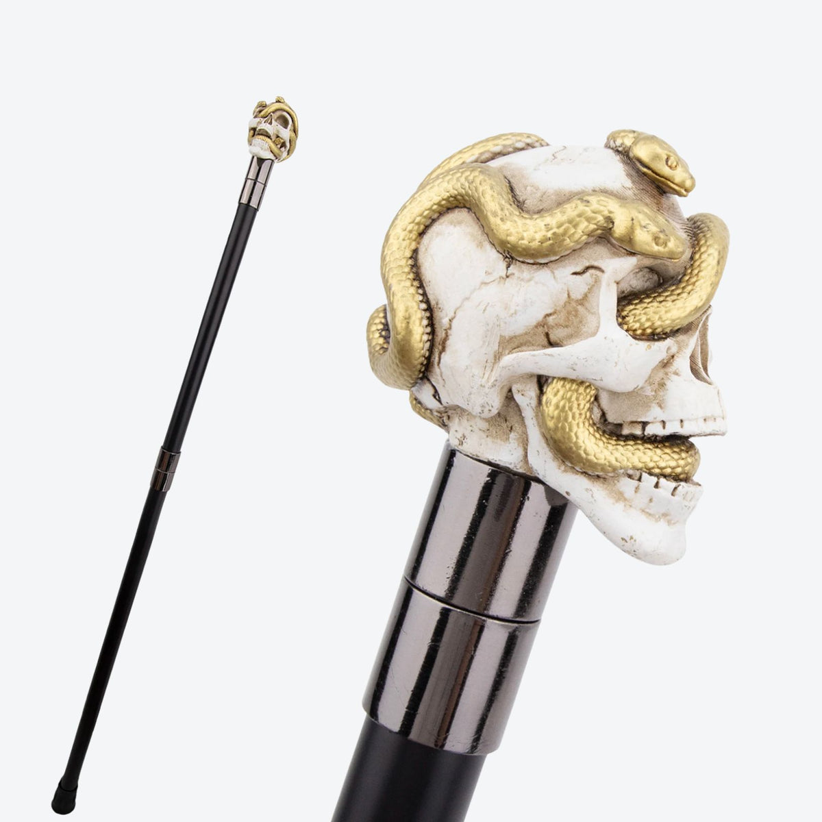 Golden Snake Skull Metal Cane-Bastoni UK