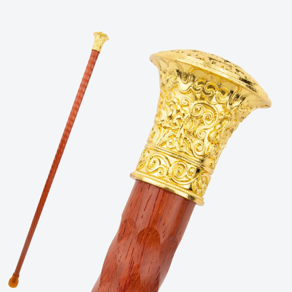 Golden Astro Wooden Walking Stick with Circular Handle - Bastoni