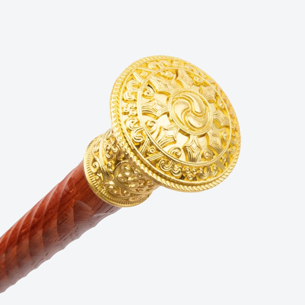 Golden Astro Wooden Walking Stick with Circular Handle - Bastoni