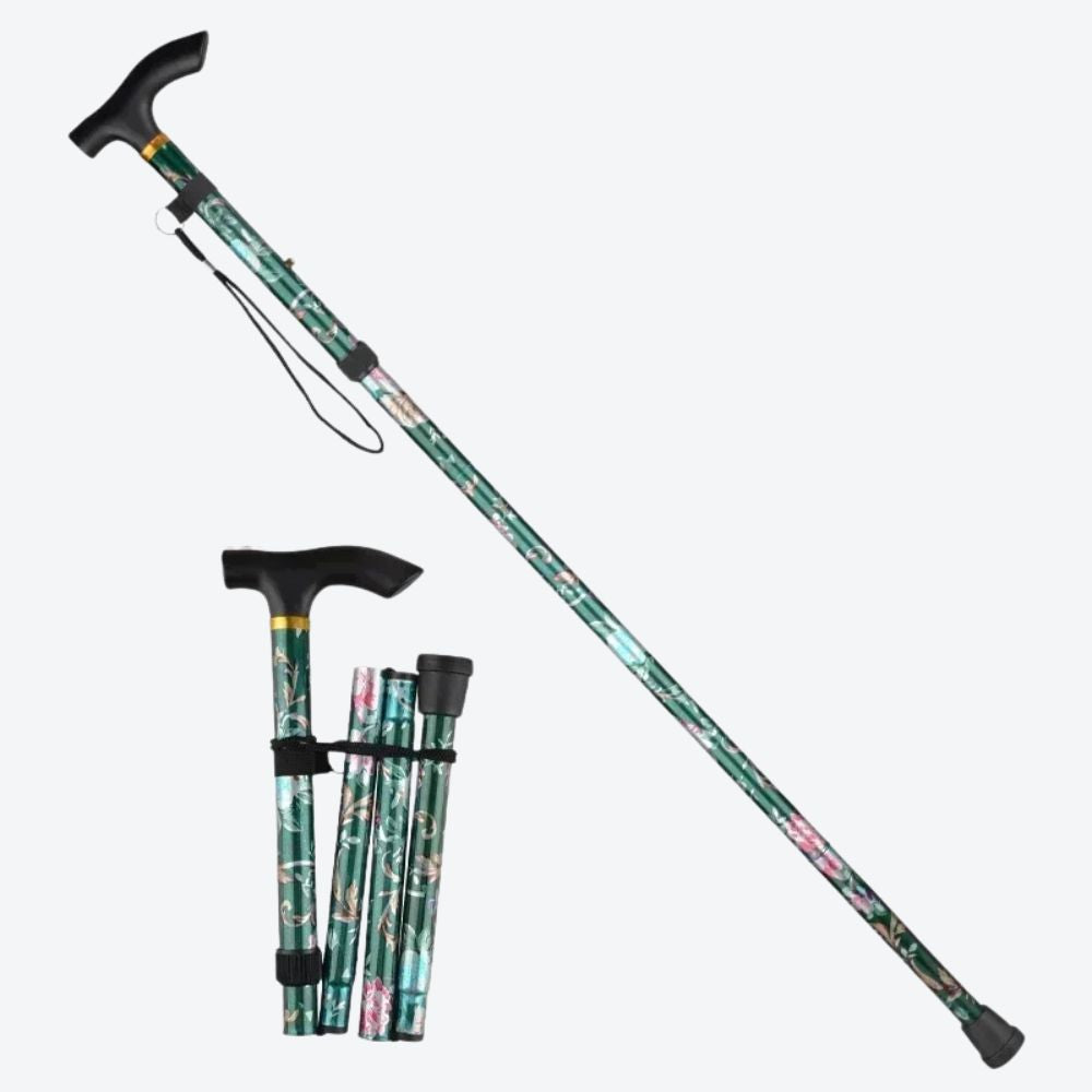 Bastoni Red Flower Garden Folding Women's Walking Stick