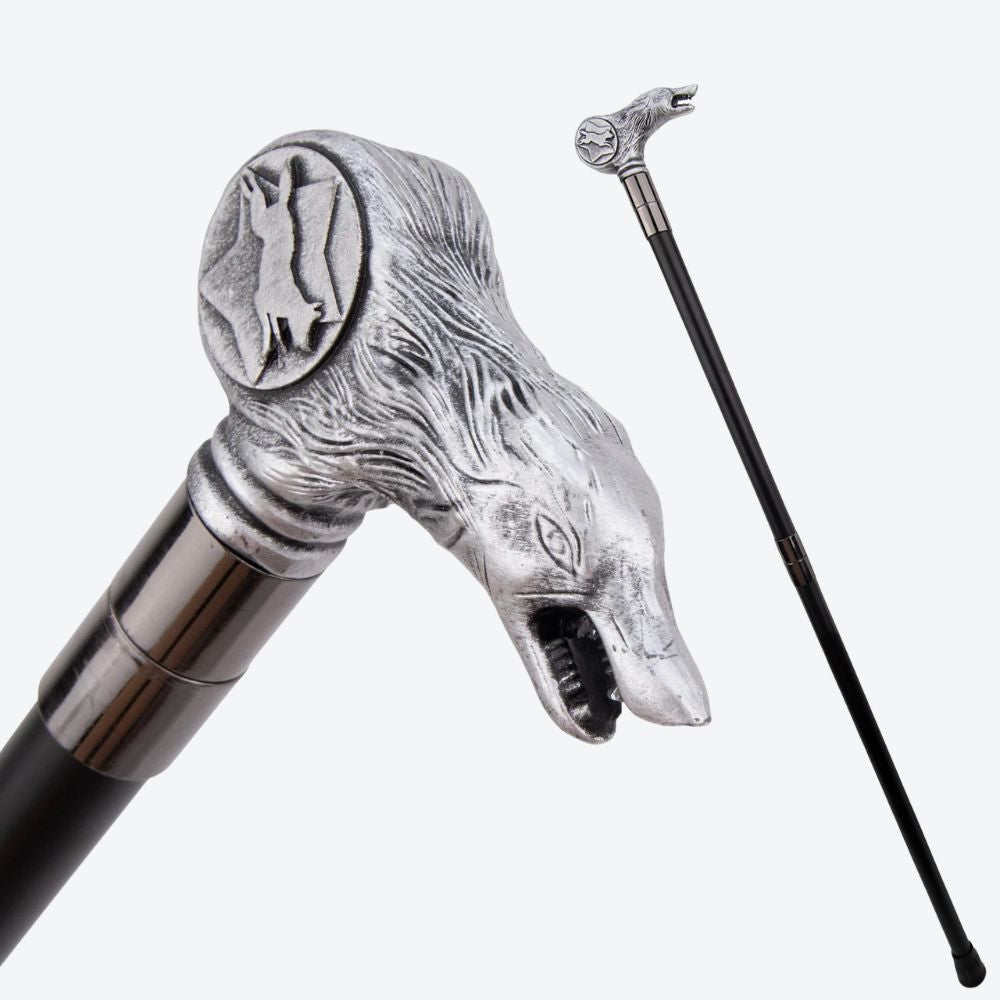 Guardian Wolf Metal Classic Cane Silver-Bastoni UK