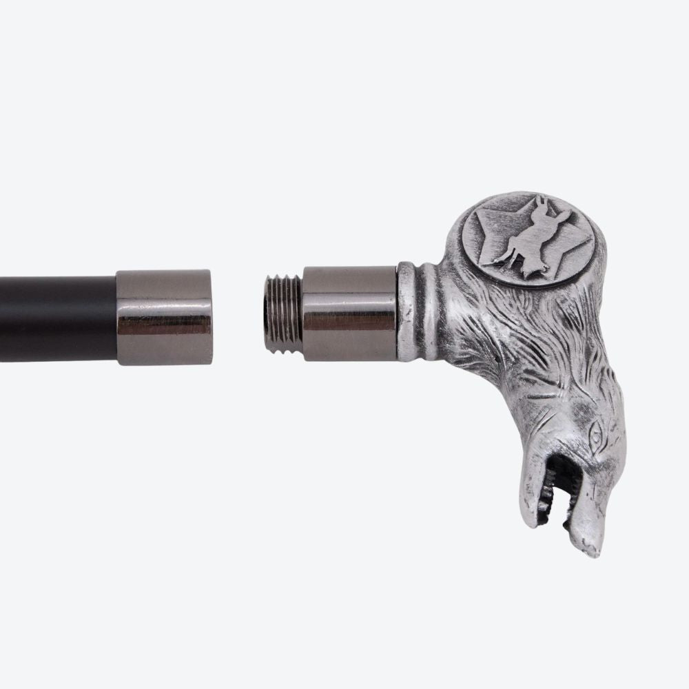 Guardian Wolf Metal Classic Cane Silver-Bastoni UK