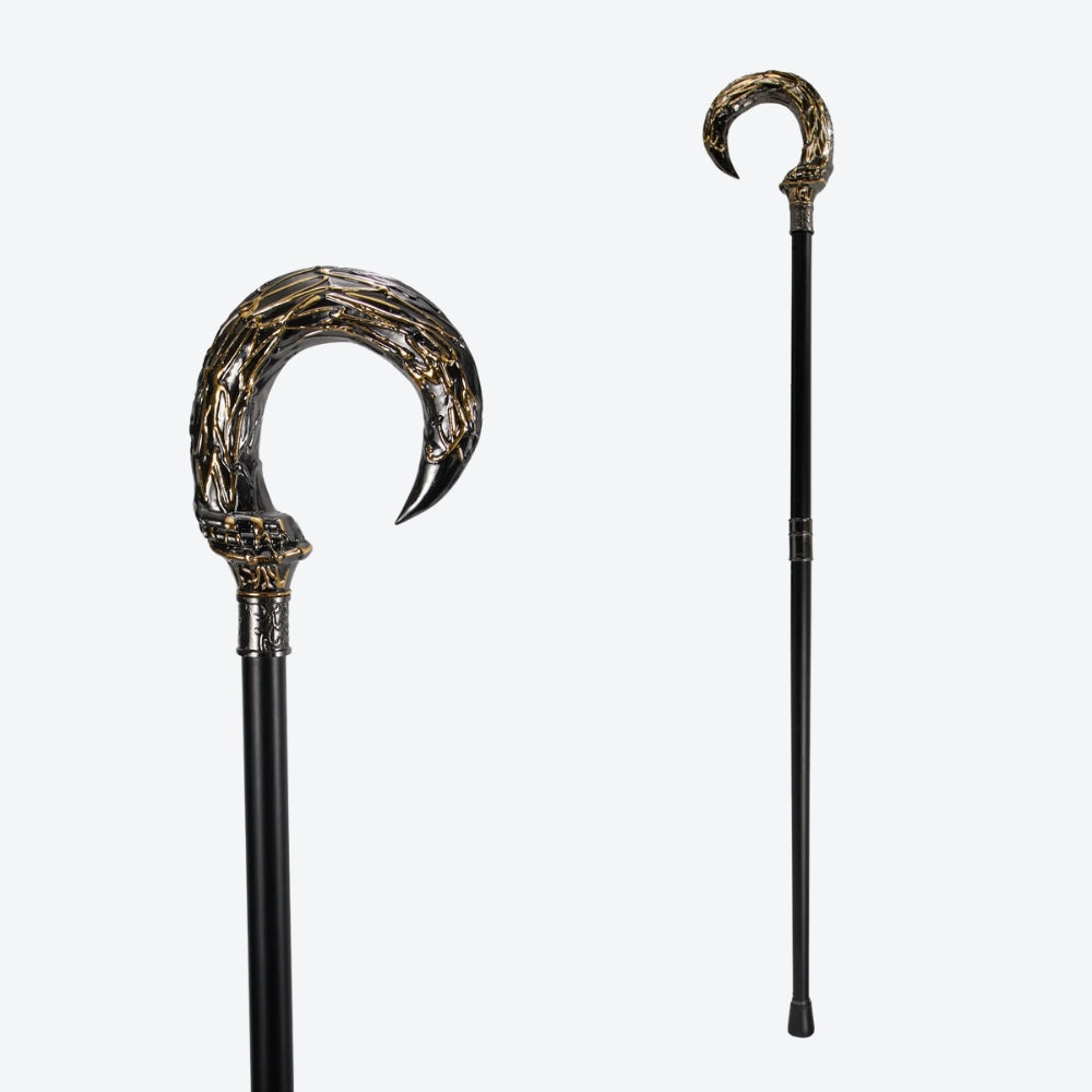 Harpia Curved Metal Cane, Black/Silver - Bastoni