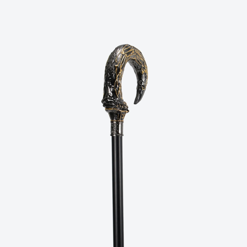Harpia Curved Metal Cane, Black/Silver - Bastoni