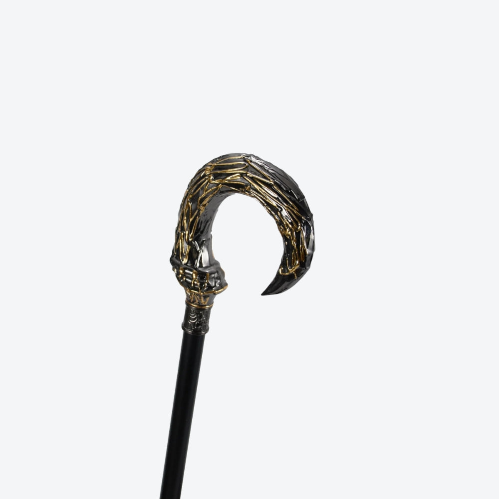 Harpia Curved Metal Cane, Black/Silver - Bastoni