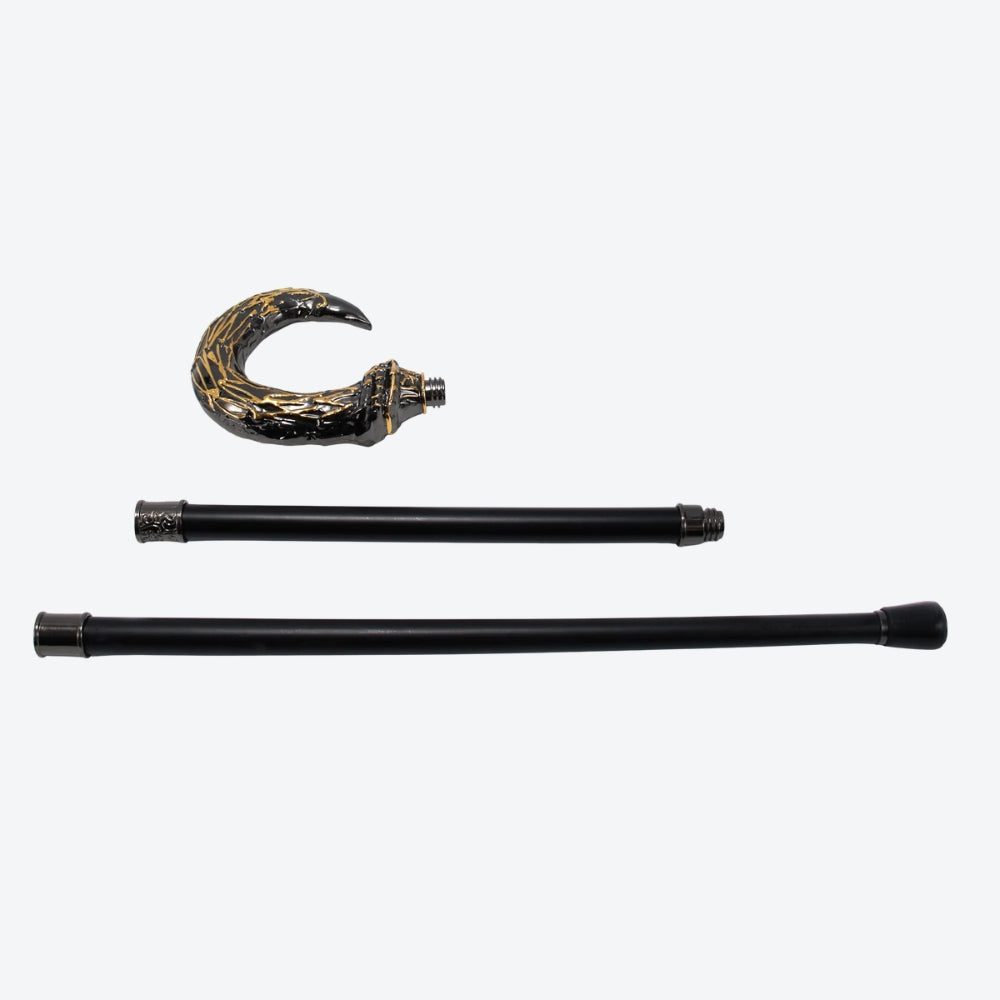 Harpia Curved Metal Cane, Black/Silver - Bastoni