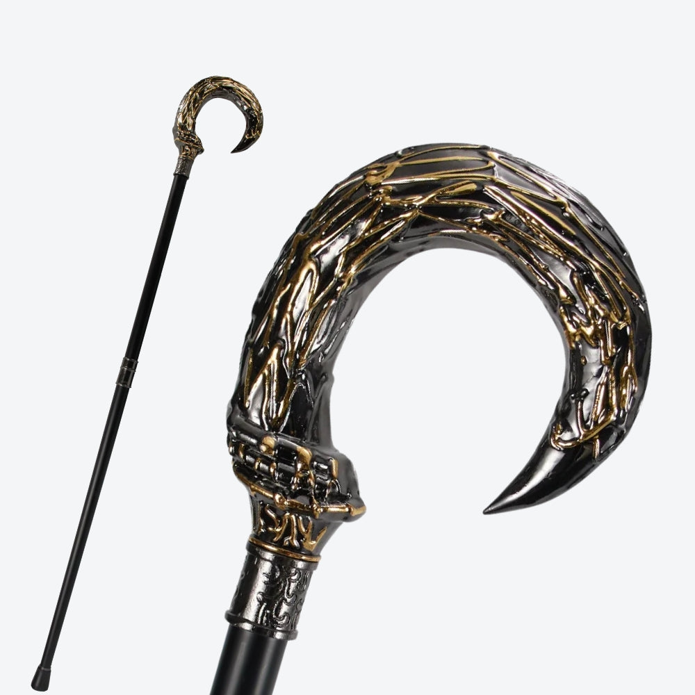 Harpia Curved Metal Cane, Black/Silver - Bastoni