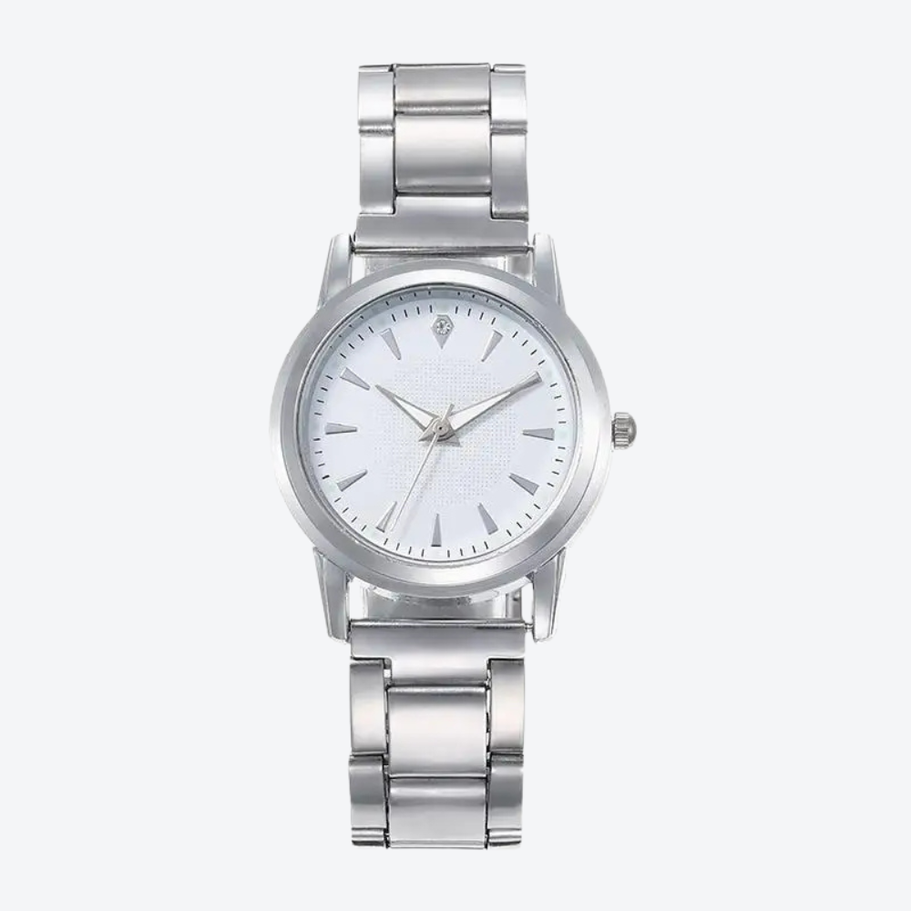 Elegant Minimalist White and Silver Wristwatch - Bastoni