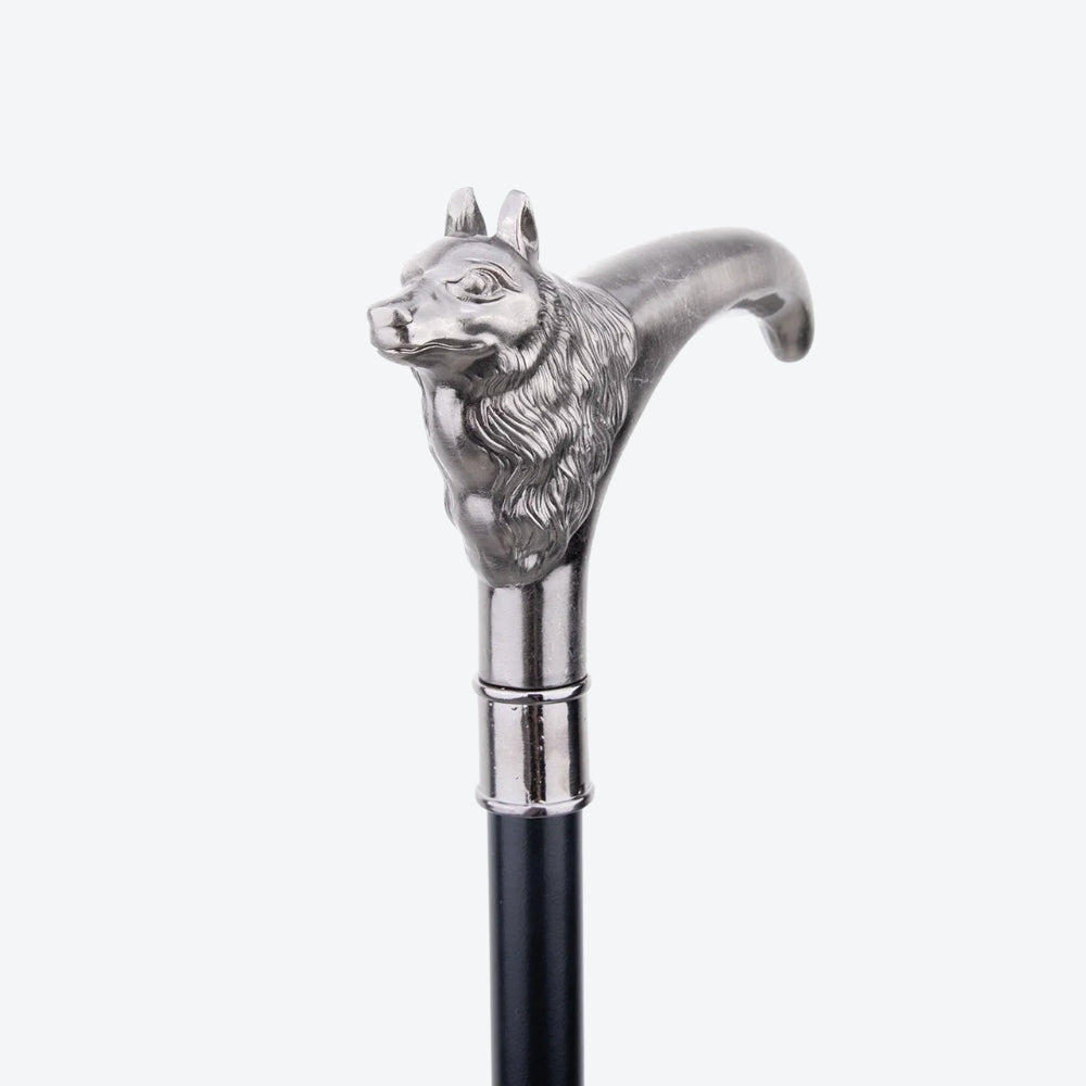 Luxury Cane with Silver Imperial Fox Design - Bastoni