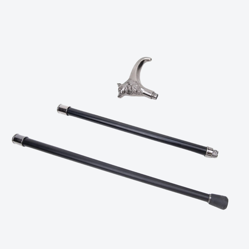 Luxury Cane with Silver Imperial Fox Design - Bastoni