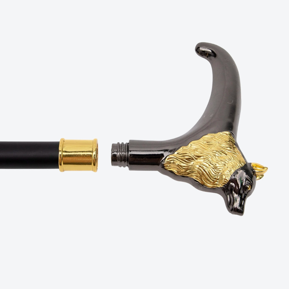 Luxury Imperial Fox Walking Stick, Black/Gold - Bastoni